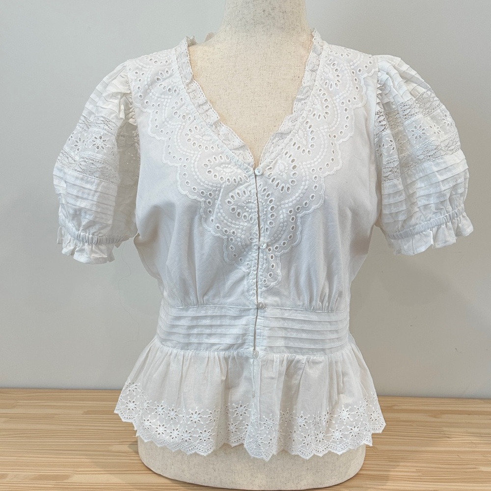 Delicate White Lace Blouse for Women